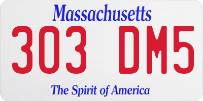 MA license plate 303DM5