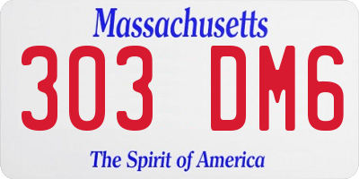 MA license plate 303DM6