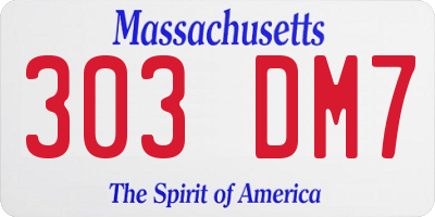 MA license plate 303DM7