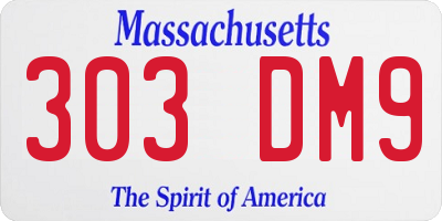 MA license plate 303DM9