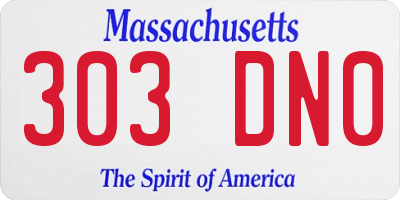 MA license plate 303DN0
