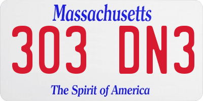MA license plate 303DN3