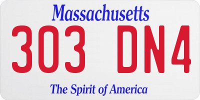 MA license plate 303DN4