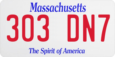 MA license plate 303DN7