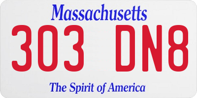 MA license plate 303DN8