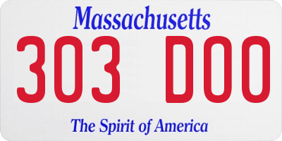 MA license plate 303DO0