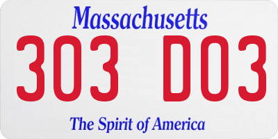 MA license plate 303DO3