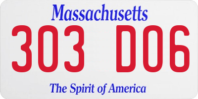 MA license plate 303DO6