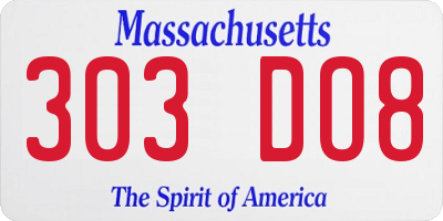 MA license plate 303DO8