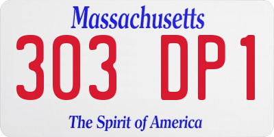 MA license plate 303DP1
