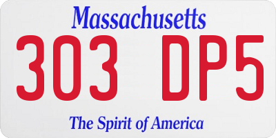 MA license plate 303DP5