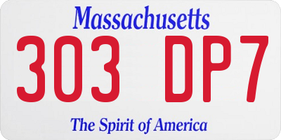 MA license plate 303DP7