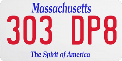 MA license plate 303DP8
