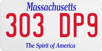 MA license plate 303DP9