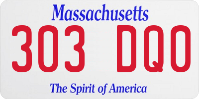 MA license plate 303DQ0