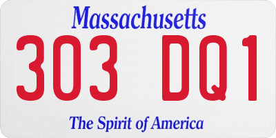 MA license plate 303DQ1