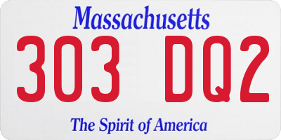 MA license plate 303DQ2