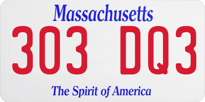 MA license plate 303DQ3