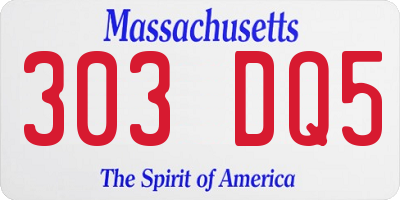 MA license plate 303DQ5
