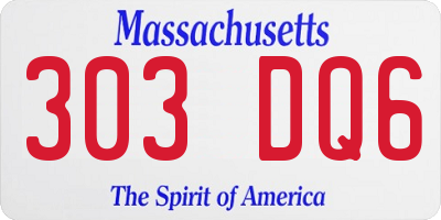 MA license plate 303DQ6