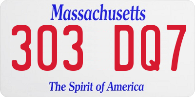 MA license plate 303DQ7
