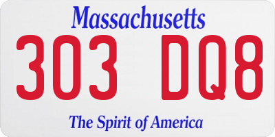 MA license plate 303DQ8