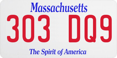 MA license plate 303DQ9