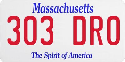 MA license plate 303DR0