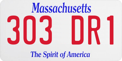 MA license plate 303DR1