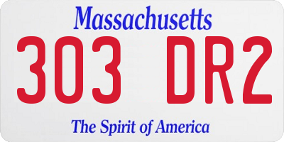 MA license plate 303DR2