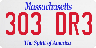 MA license plate 303DR3