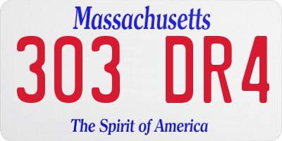 MA license plate 303DR4