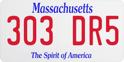 MA license plate 303DR5