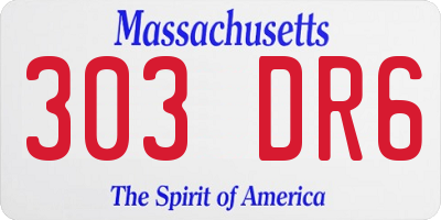 MA license plate 303DR6