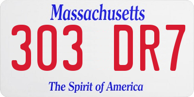 MA license plate 303DR7