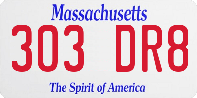 MA license plate 303DR8