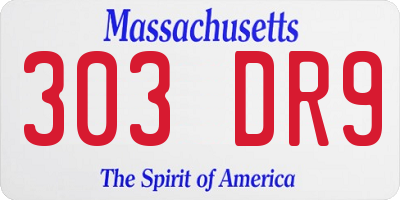 MA license plate 303DR9