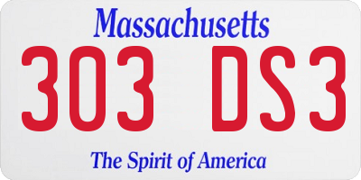 MA license plate 303DS3