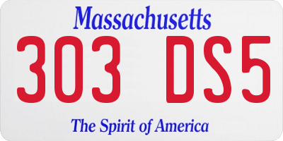 MA license plate 303DS5