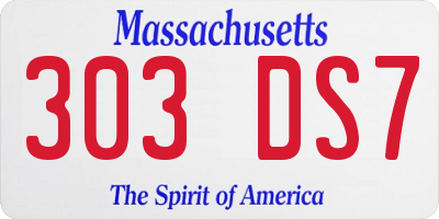 MA license plate 303DS7