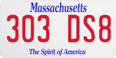 MA license plate 303DS8