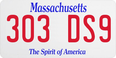 MA license plate 303DS9
