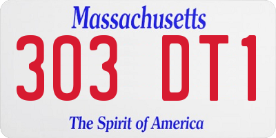 MA license plate 303DT1