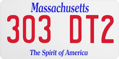 MA license plate 303DT2