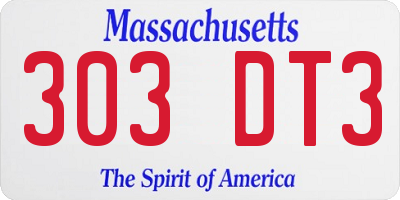 MA license plate 303DT3