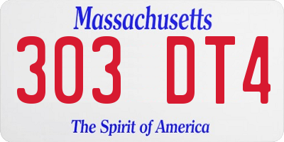MA license plate 303DT4