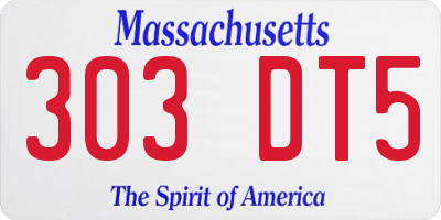 MA license plate 303DT5