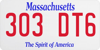 MA license plate 303DT6