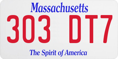 MA license plate 303DT7
