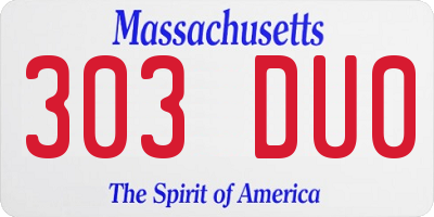 MA license plate 303DU0